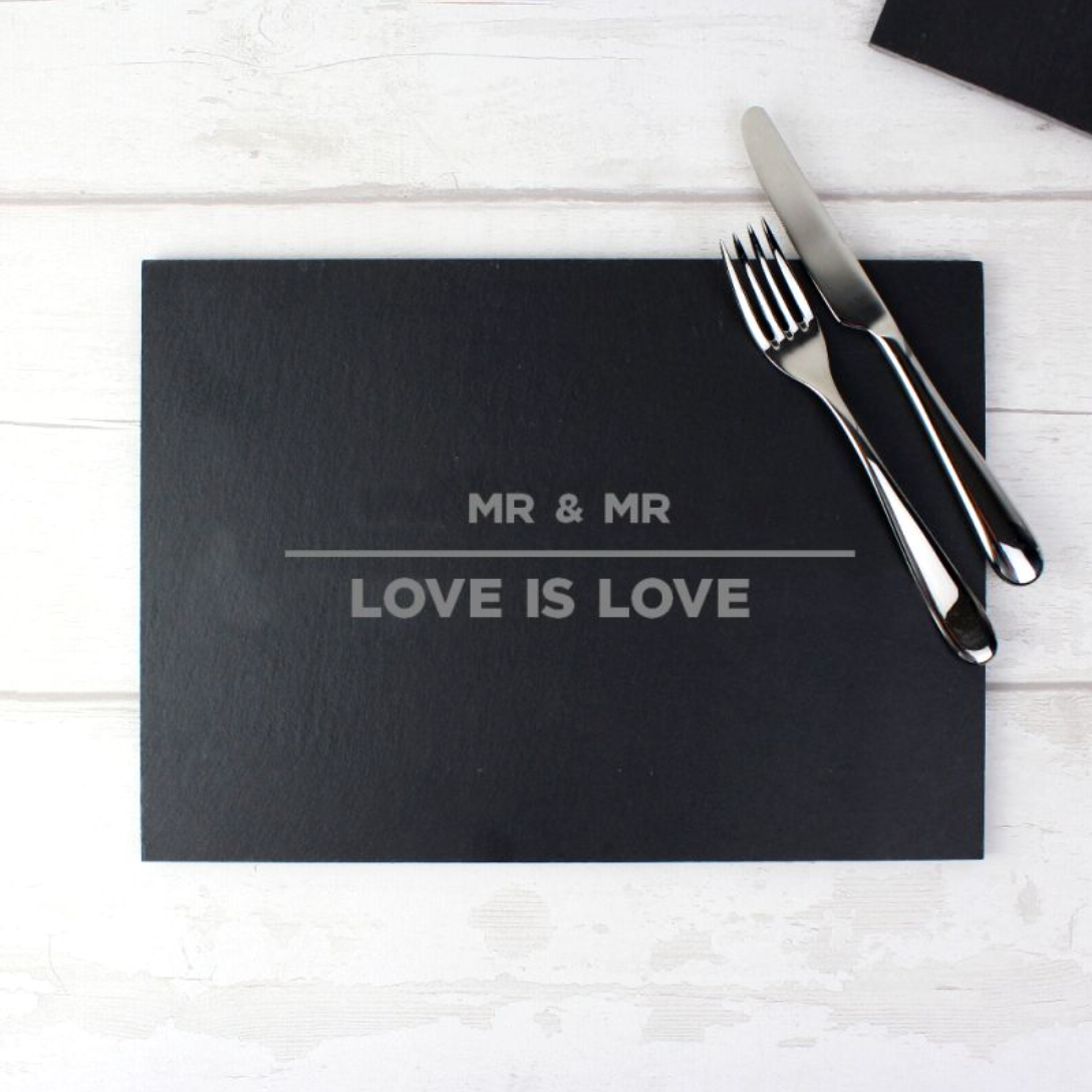 Mr &amp; Mr - Gay Couple Personalised Slate Placemat | Gift