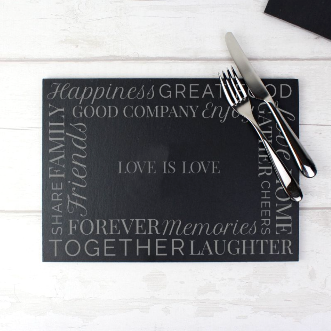 Love is Love - Lesbian Gay Slate Placemat | Gift