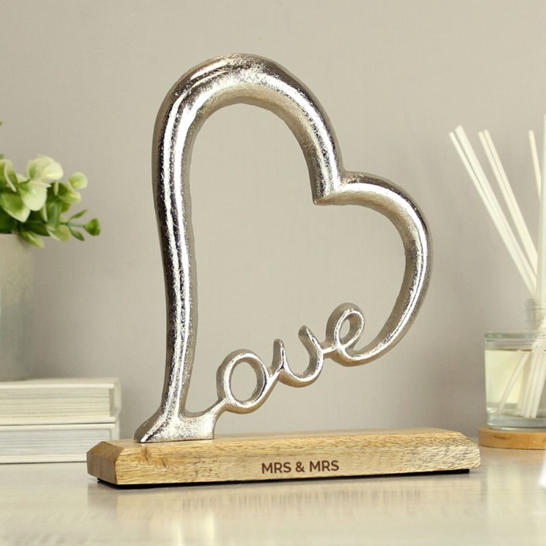 Mrs & Mrs - Lesbian Gay Couple Personalised Love Heart Ornament | Gift