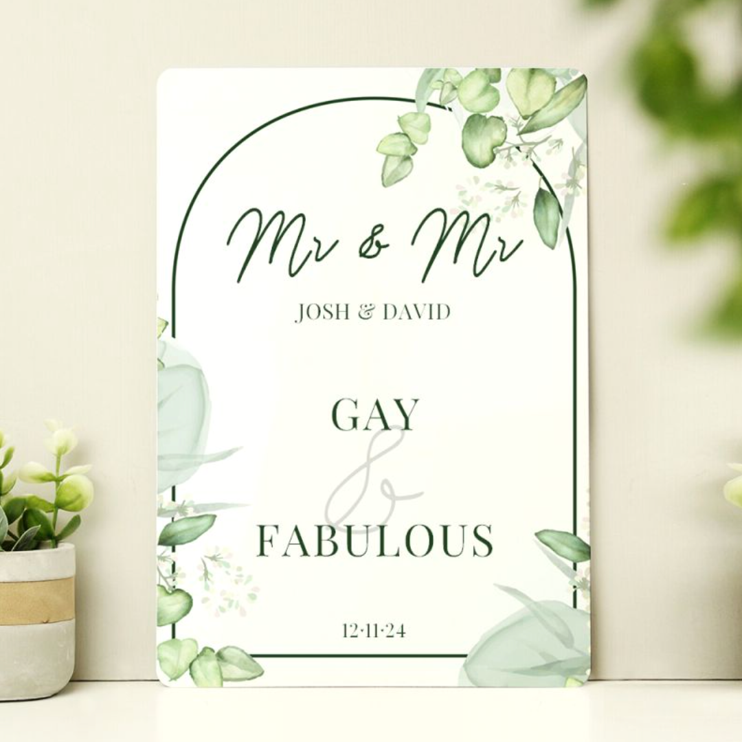 Gay &amp; Fabulous - Gay Couple Personalised Metal Sign | Gift