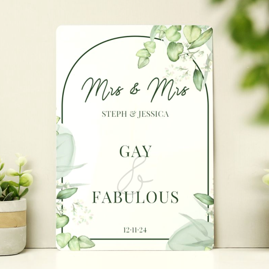 Gay &amp; Fabulous - Lesbian Gay Couple Personalised Metal Sign | Gift