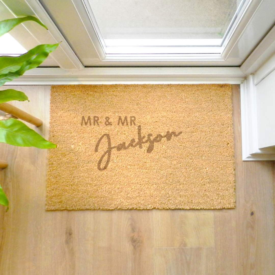 Mr &amp; Mr - Gay Couple Personalised Rectangle Doormat | Gift