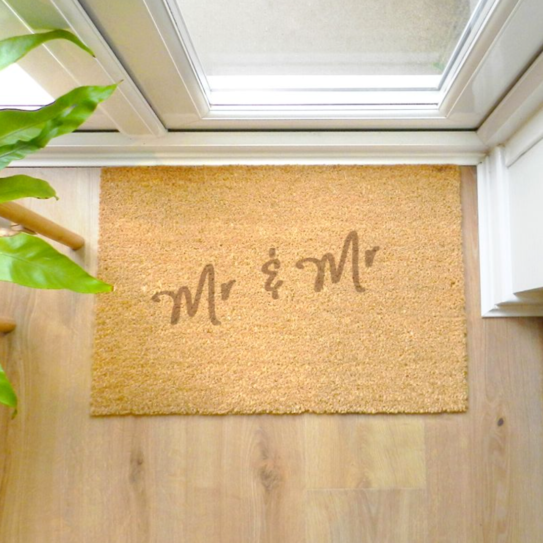 Mr & Mr - Gay Couple Personalised Rectangle Doormat | Gift
