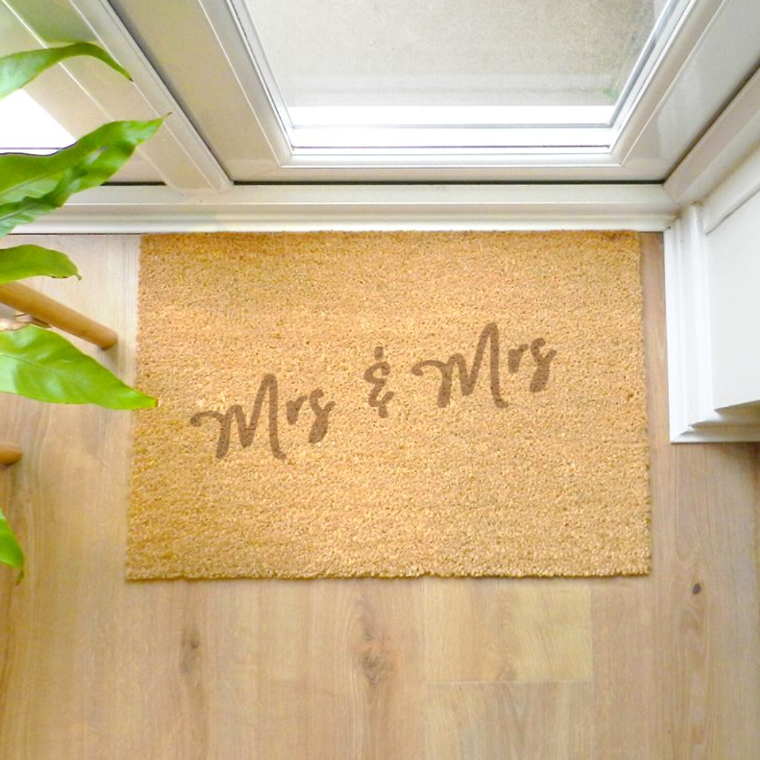 Mrs & Mrs - Lesbian Gay Couple Personalised Rectangle Doormat | Gift