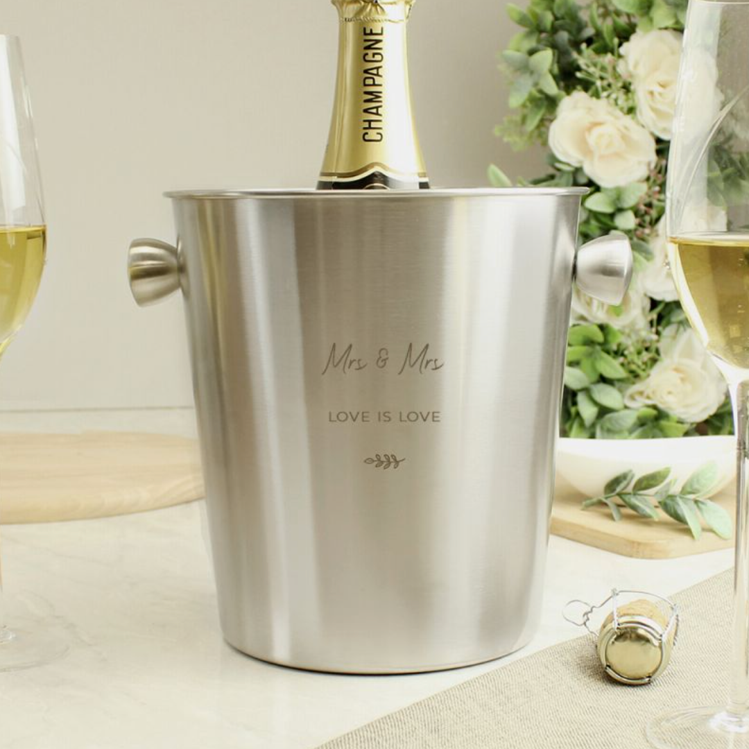 Mrs &amp; Mrs - Lesbian Gay Couple Personalised Ice Bucket | Gift