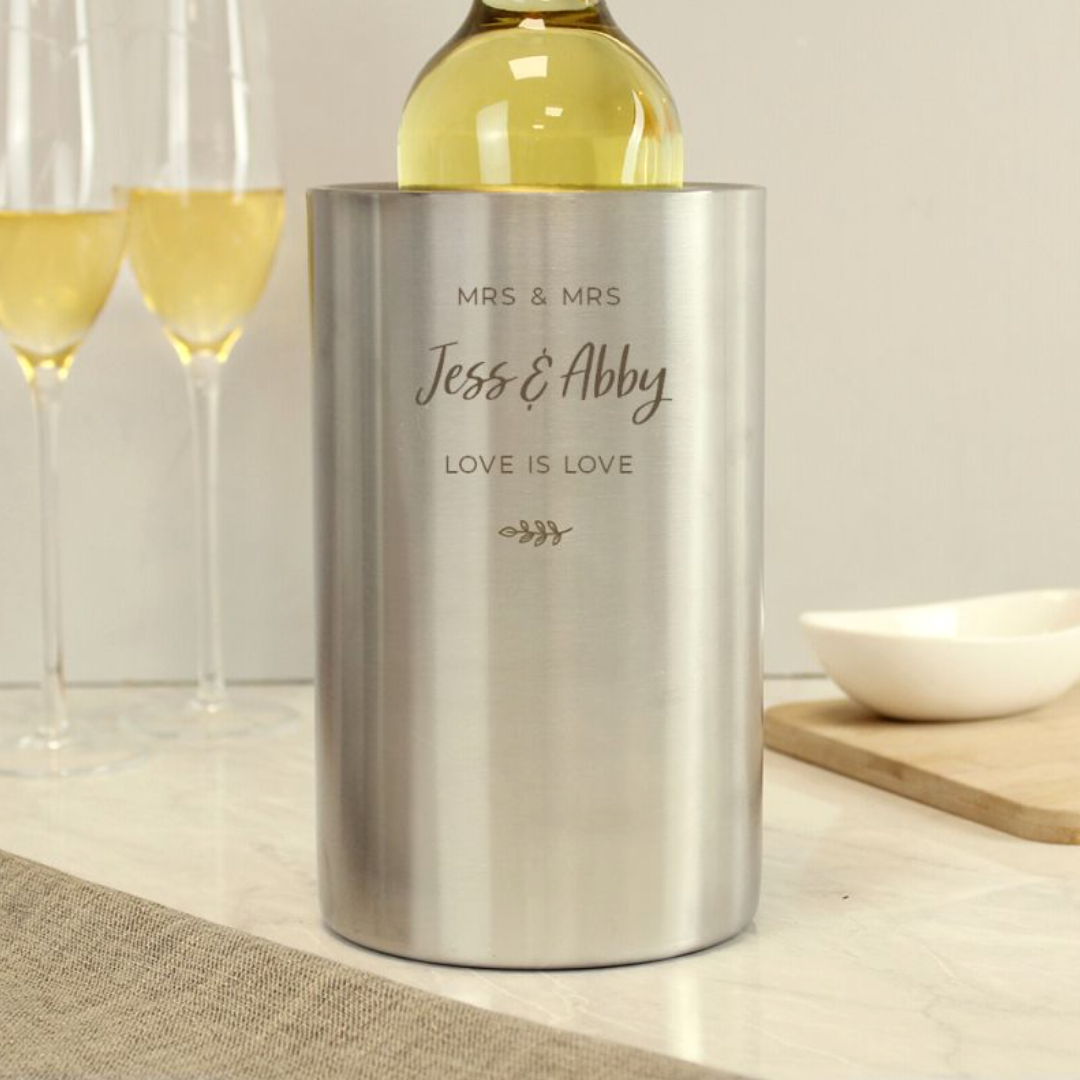 Mrs &amp; Mrs - Lesbian Gay Couple Personalised Wine Cooler | Gift