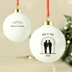 Mr & Mr - Gay Couple Personalised Wedding Xmas Bauble Decoration | Gift