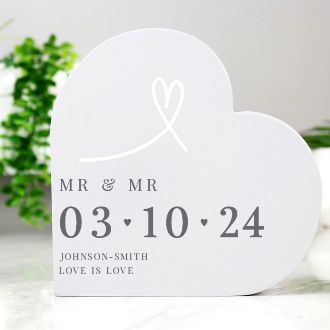 Mr &amp; Mr - Gay Couple Personalised Special Date Heart Ornament | Gift