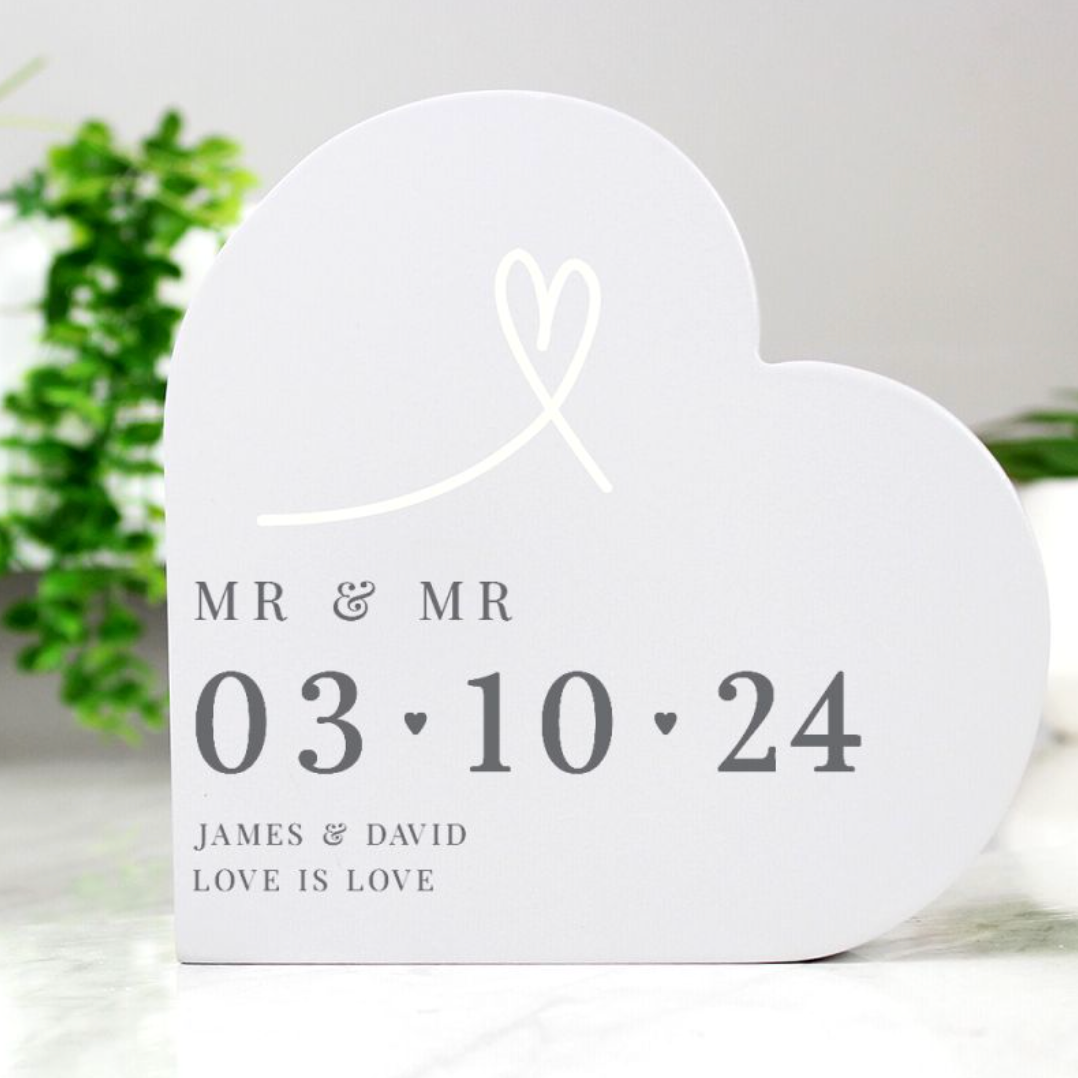 Mr &amp; Mr - Gay Couple Personalised Special Date Heart Ornament | Gift