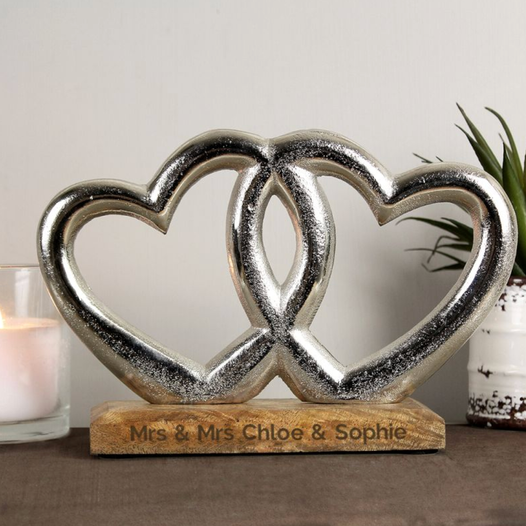 Mrs & Mrs - Lesbian Gay Couple Personalised Heart Ornament | Gift