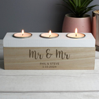 Mr & Mr - Gay Couple Personalised Triple Tea Light Box | Gift