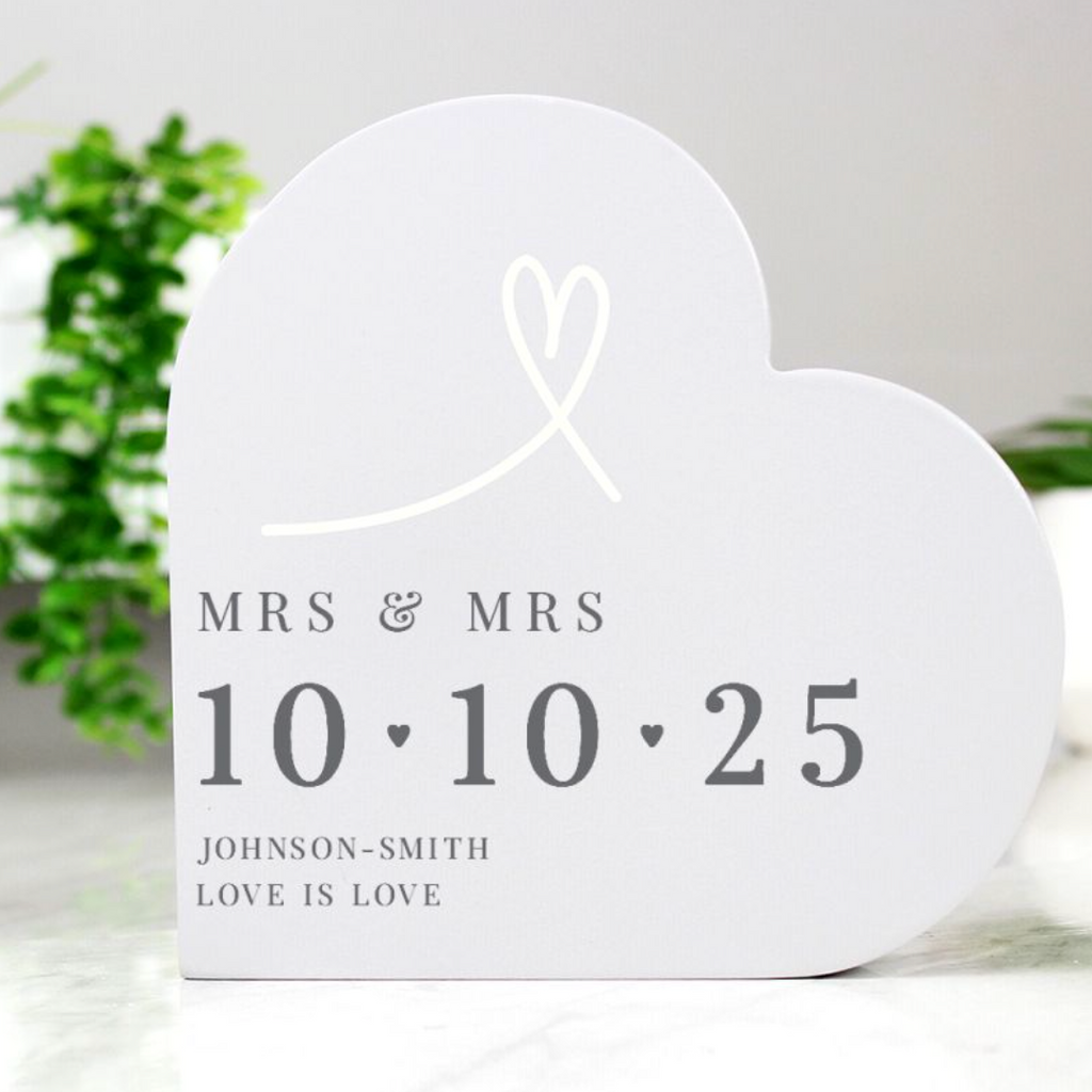 Mrs & Mrs - Lesbian Gay Couple Personalised Special Date Heart Ornament | Gift