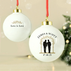 Mr & Mr - Gay Couple Personalised Wedding Xmas Bauble Decoration | Gift