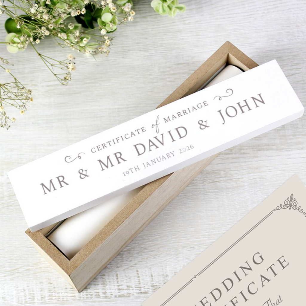Mr & Mr - Gay Couple Personalised Certificate Holder | Wedding Gift