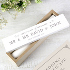 Mr & Mr - Gay Couple Personalised Certificate Holder | Wedding Gift