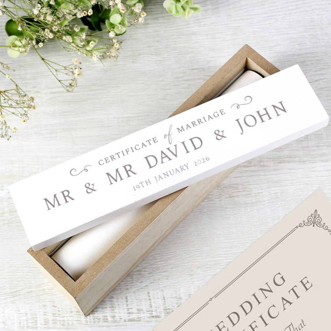 Mr & Mr - Gay Couple Personalised Certificate Holder | Wedding Gift