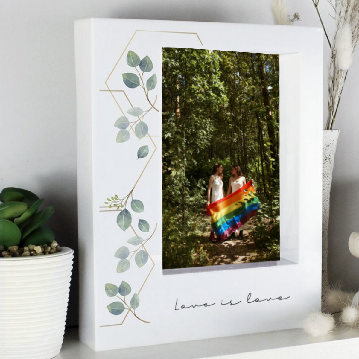 Love is Love - Lesbian Gay Botanical Box Photo Frame | Gift