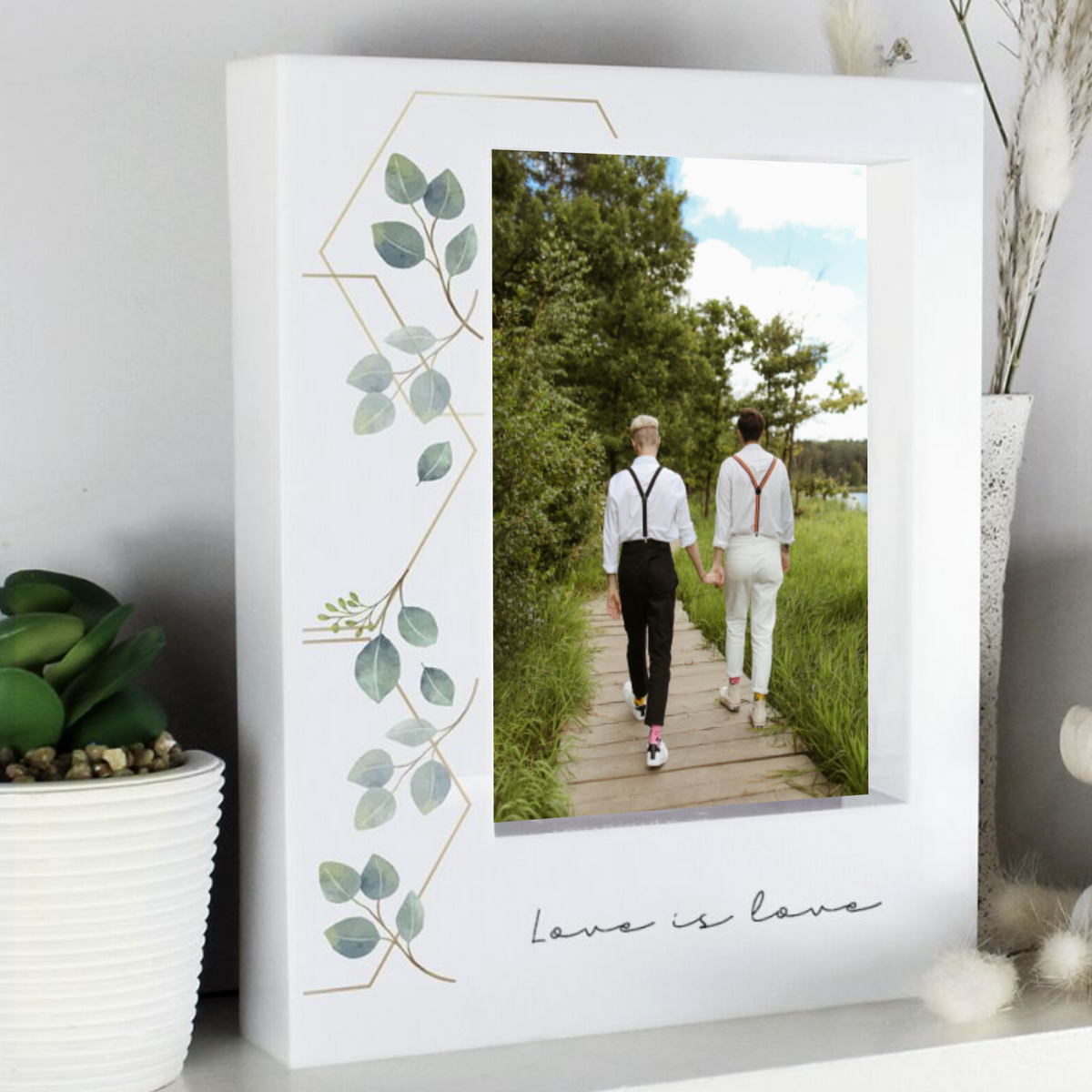 Love is Love - Lesbian Gay Botanical Box Photo Frame | Gift