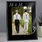Mr & Mr - Gay Couple Personalised 5x7 Black Glass Photo Frame | Gift