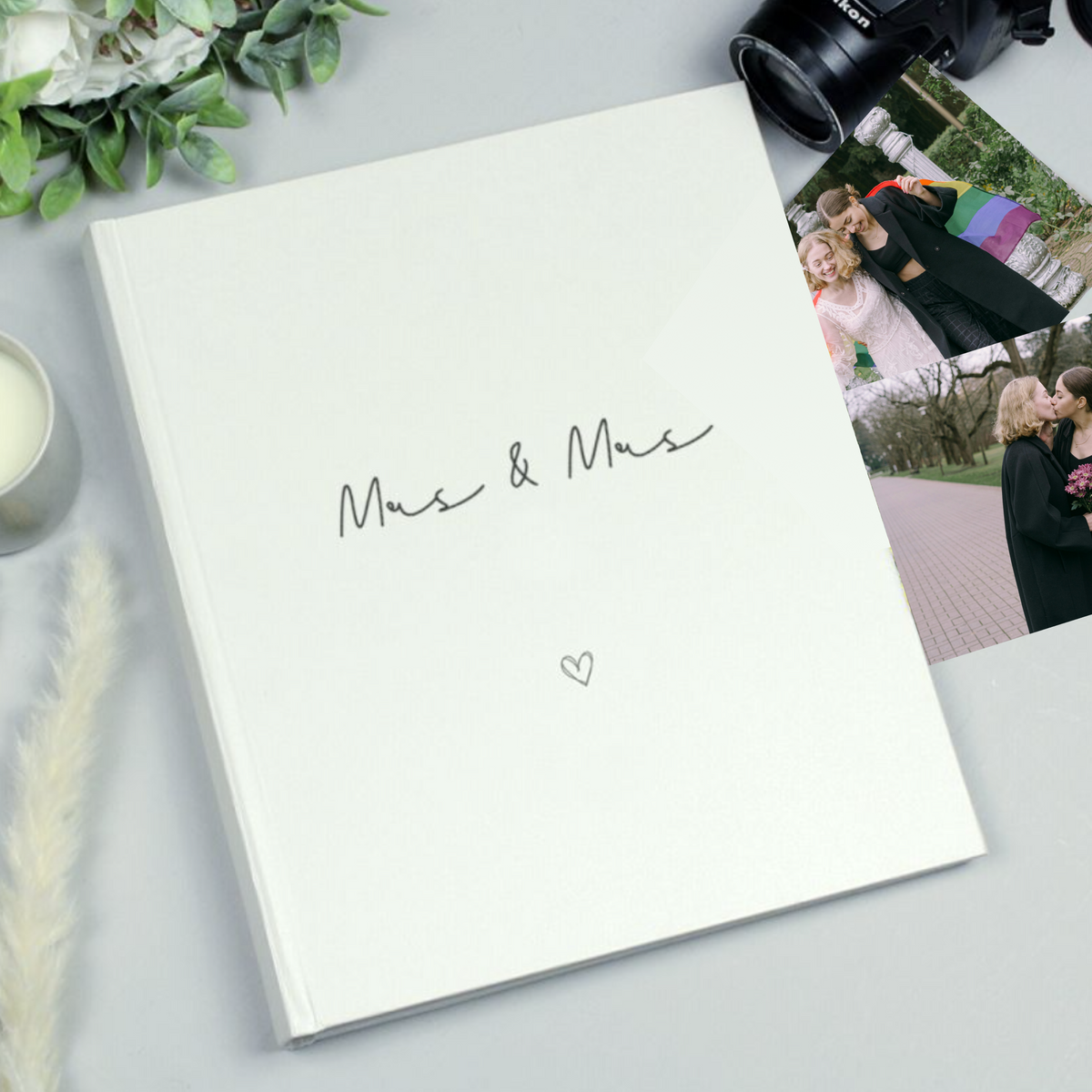 Mrs &amp; Mrs - Lesbian Gay Couple Personalised Photo Album | Wedding Gift