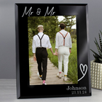 Mr & Mr - Gay Couple Personalised 5x7 Black Glass Photo Frame | Gift