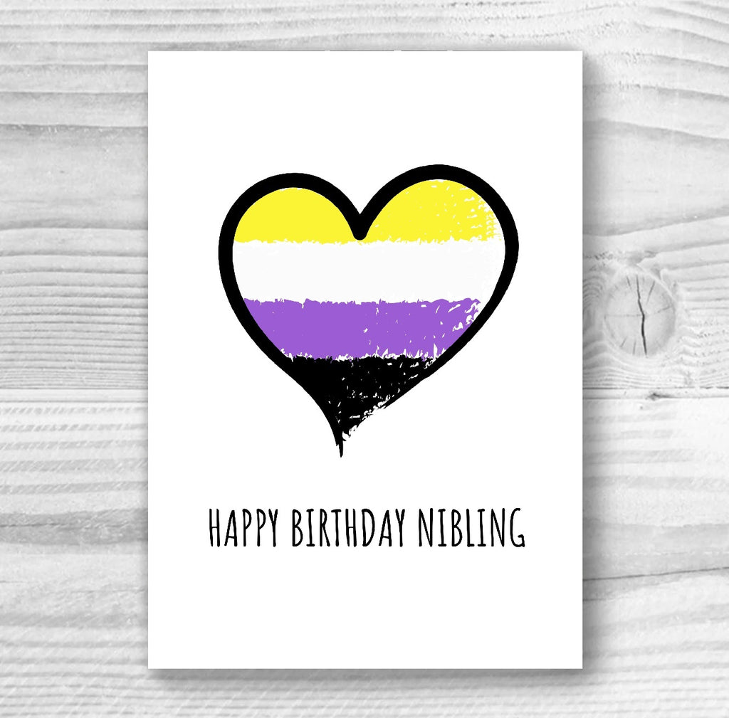 Happy Birthday Nibling - Non-Binary Birthday Card | Gift