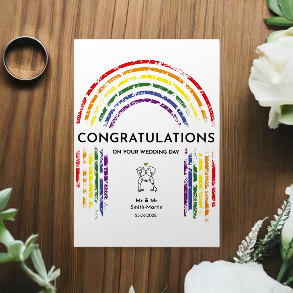 Congrats on your wedding - Mr &amp; Mr - Personalised Gay Couple Wedding Card | Gift