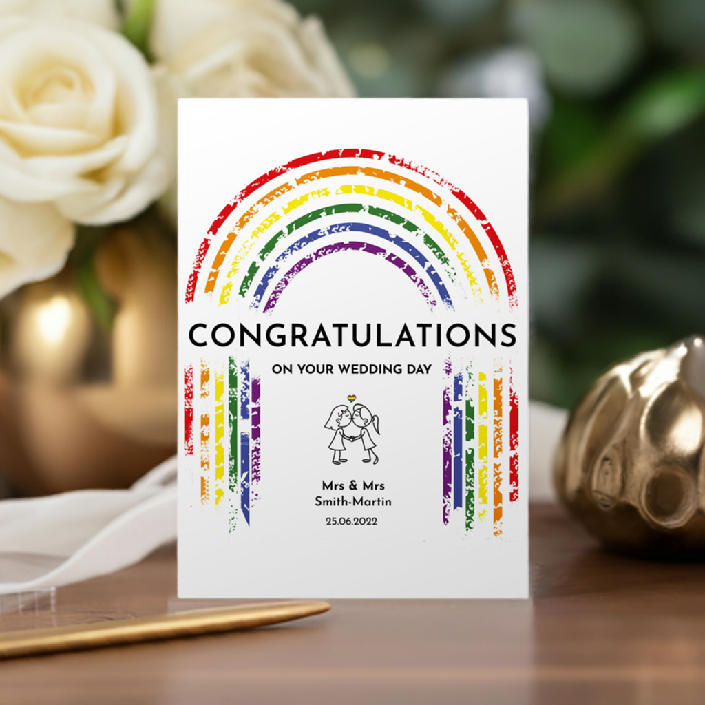 Congrats on your wedding - Mrs &amp; Mrs - Personalised Lesbian Gay Couple Wedding Card | Gift