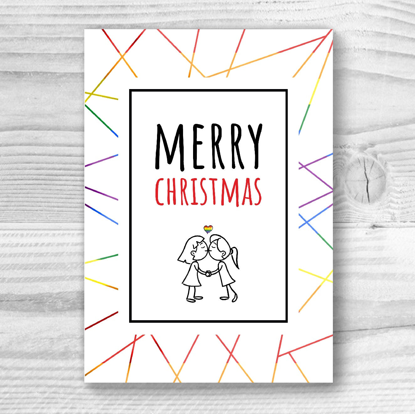Merry Christmas - Lesbian Gay Couple Xmas Card | Gift