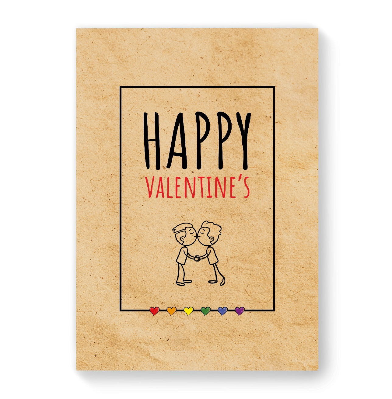 Happy Valentines - Gay Couple Card - Vintage Brown | Gift