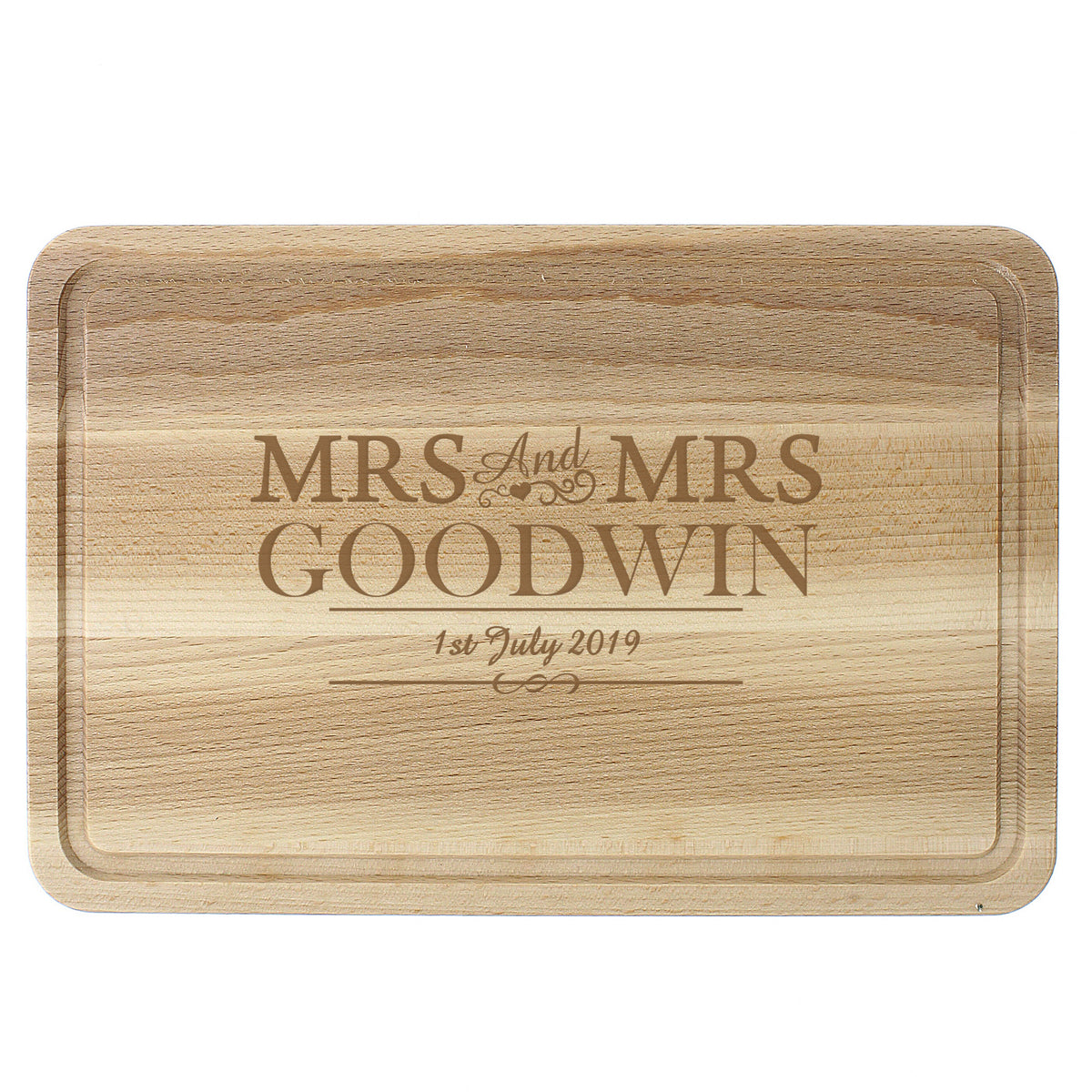 Mrs &amp; Mrs - Lesbian Gay Couple Personalised Chopping Board | Gift