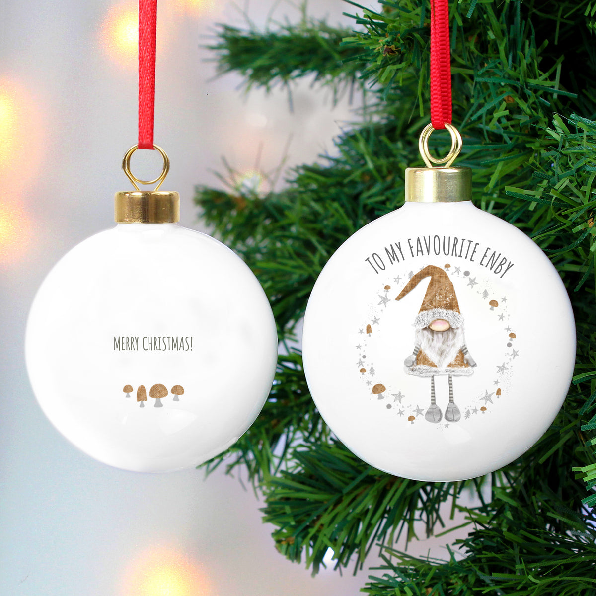 Favourite Enby - Non-Binary Xmas Bauble Decoration | Gift