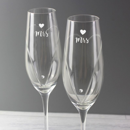 Mrs & Mrs - Lesbian Gay Couple Personalised Pair of Flutes | Gift