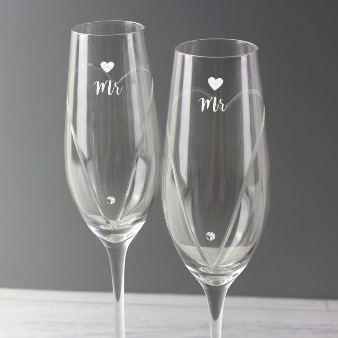 Mr &amp; Mr - Gay Couple Personalised Pair of Flutes | Gift