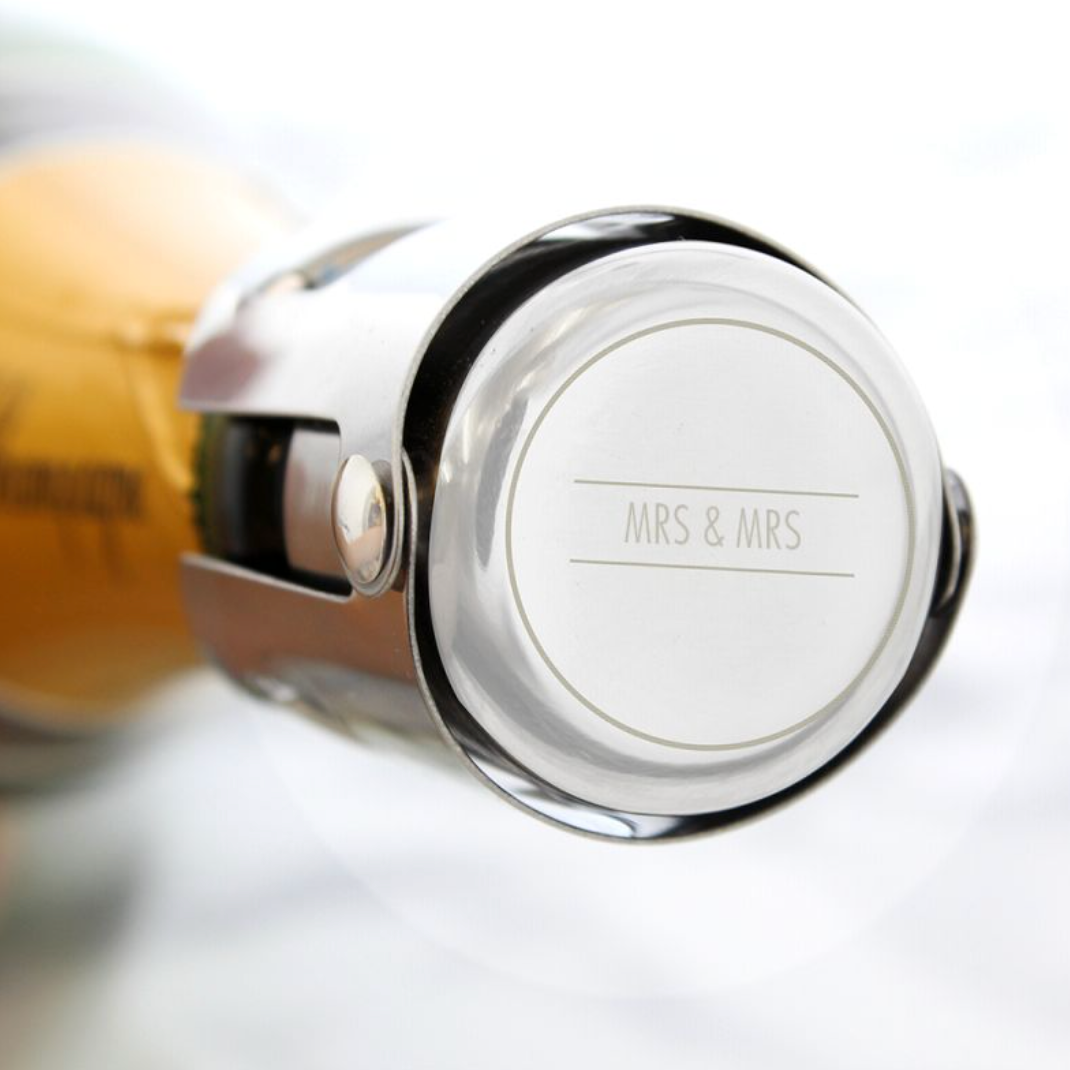 Mrs & Mrs - Lesbian Couple Personalised Bottle Stopper | Gift