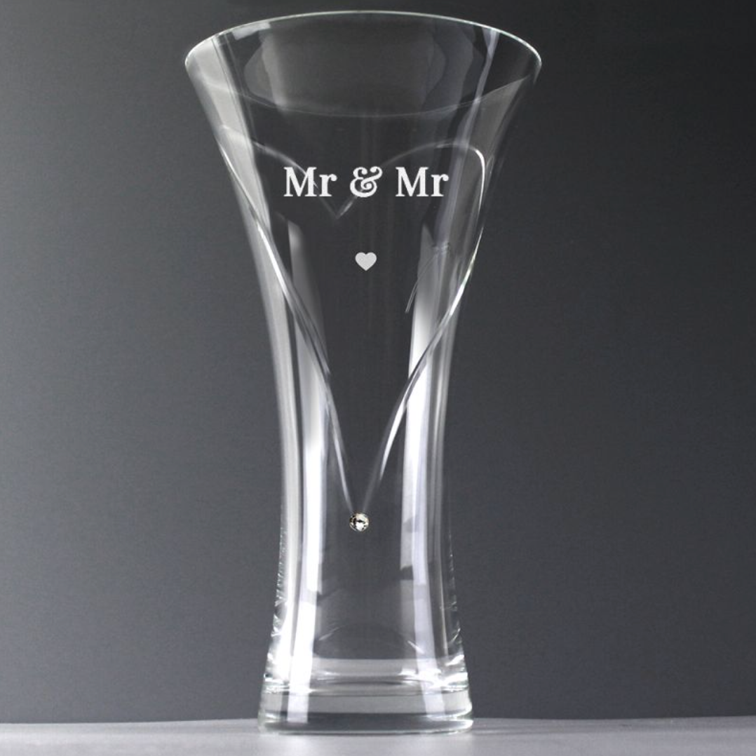 Mr &amp; Mr - Gay Couple Personalised Hand Cut Vase | Gift