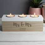 Mr & Mr - Gay Couple Personalised Triple Tea Light Box | Gift