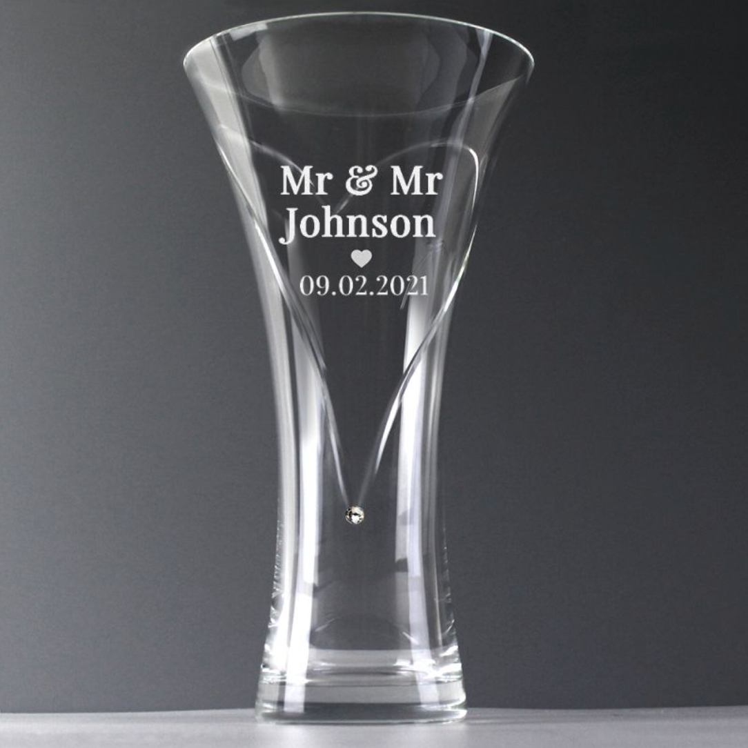 Mr &amp; Mr - Gay Couple Personalised Hand Cut Vase | Gift