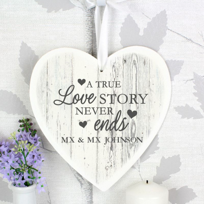 Mx & Mx - Non-Binary Couple Personalised Wooden Heart Decoration | Gift