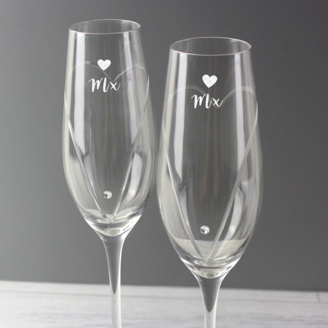 Mx &amp; Mx - Non-Binary Couple Personalised Pair of Flutes | Gift