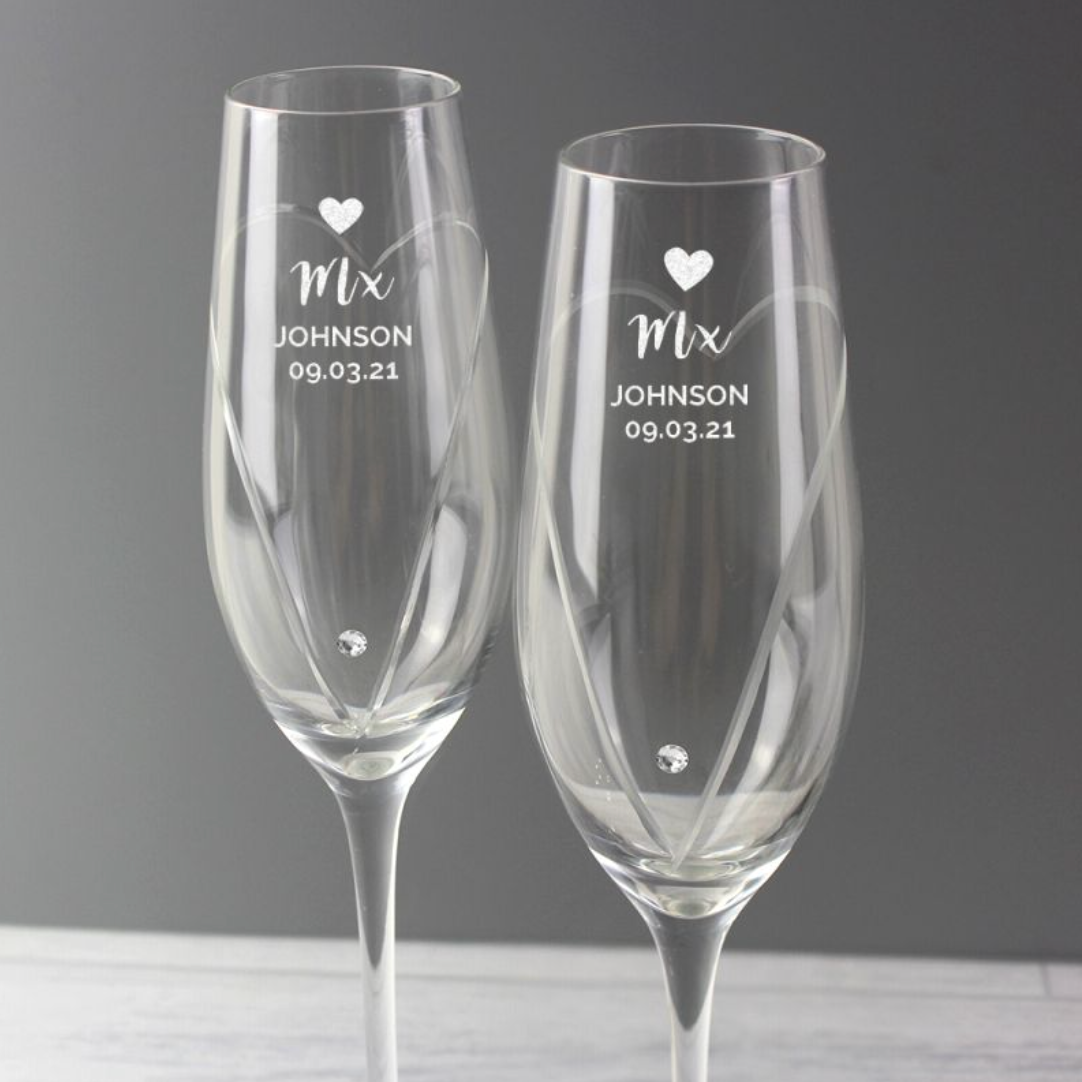 Mx &amp; Mx - Non-Binary Couple Personalised Pair of Flutes | Gift