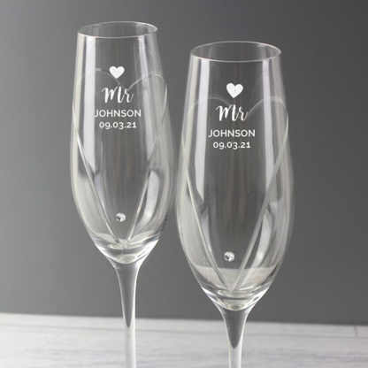 Mr & Mr - Gay Couple Personalised Pair of Flutes | Gift