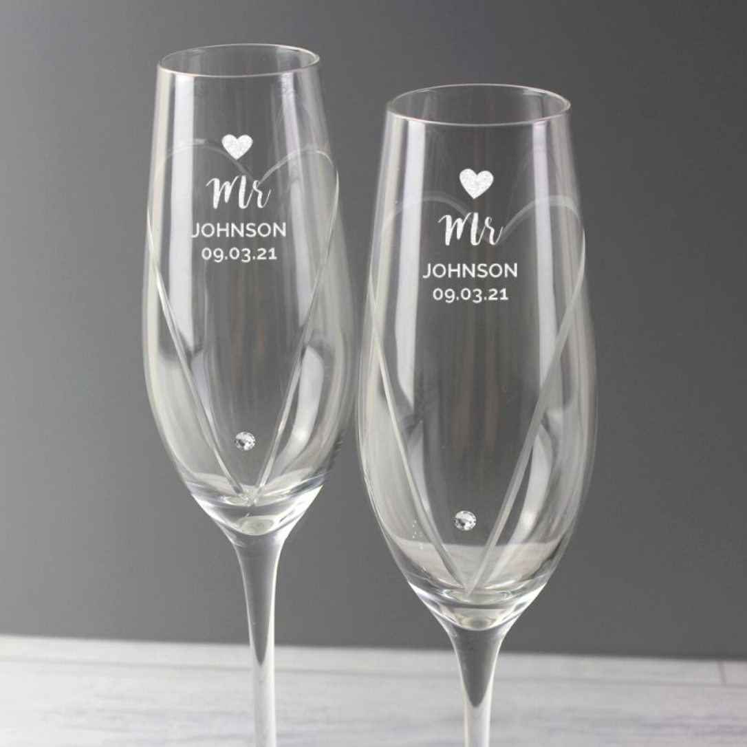 Mr &amp; Mr - Gay Couple Personalised Pair of Flutes | Gift