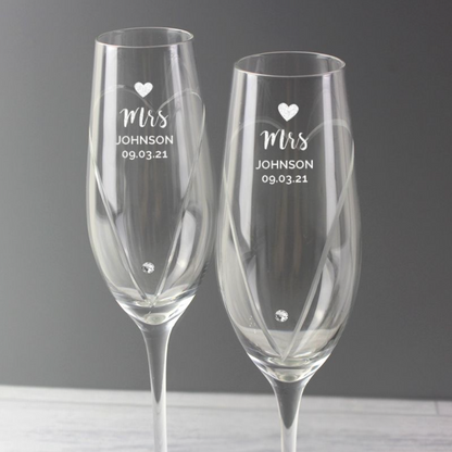 Mrs & Mrs - Lesbian Gay Couple Personalised Pair of Flutes | Gift
