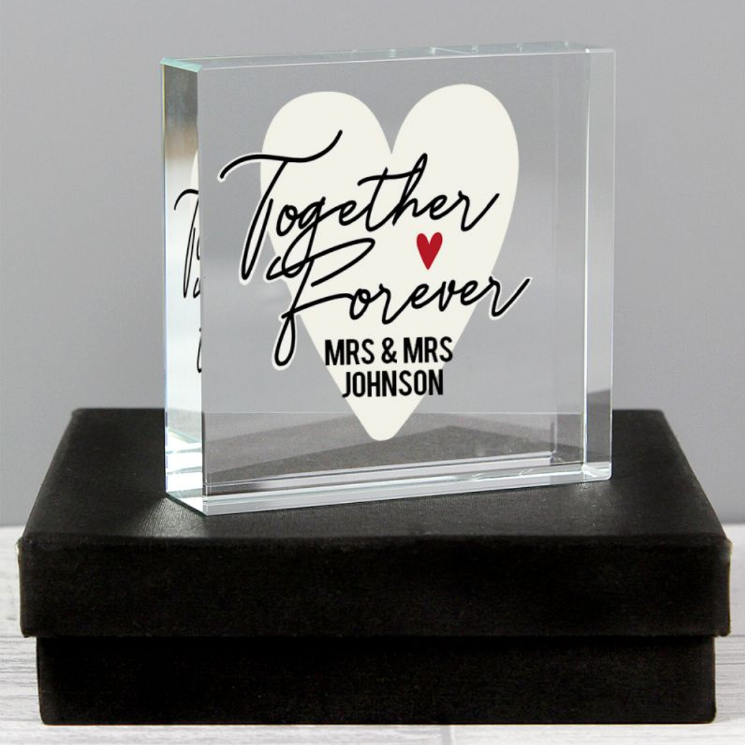 Mrs &amp; Mrs - Lesbian Gay Couple Personalised Glass Token | Gift