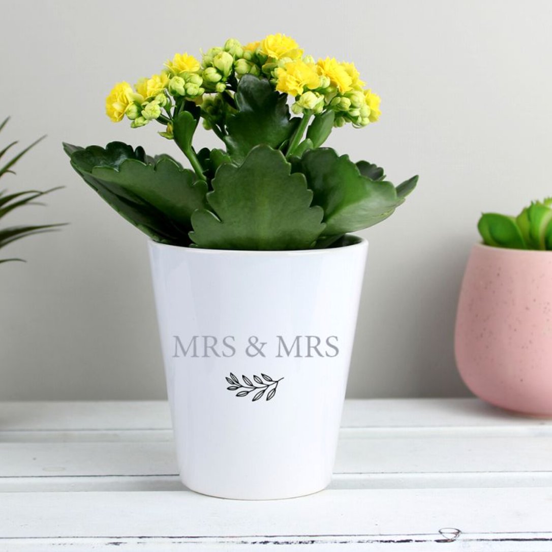 Mrs &amp; Mrs - Lesbian Gay Couple Personalised Plant Pot | Gift