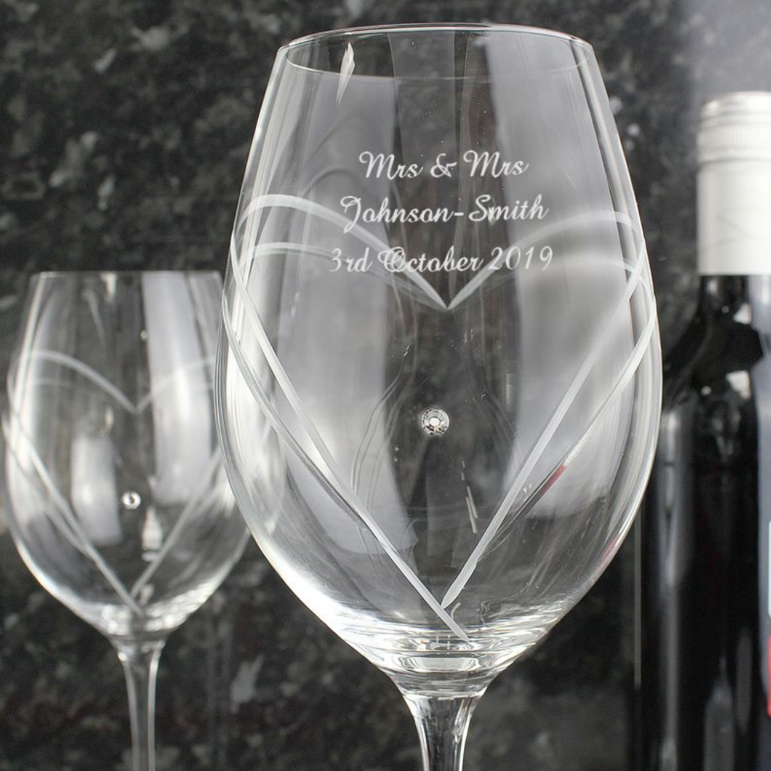 Mrs & Mrs - Lesbian Gay Couple Personalised Pair of Wine Glasses | Gift