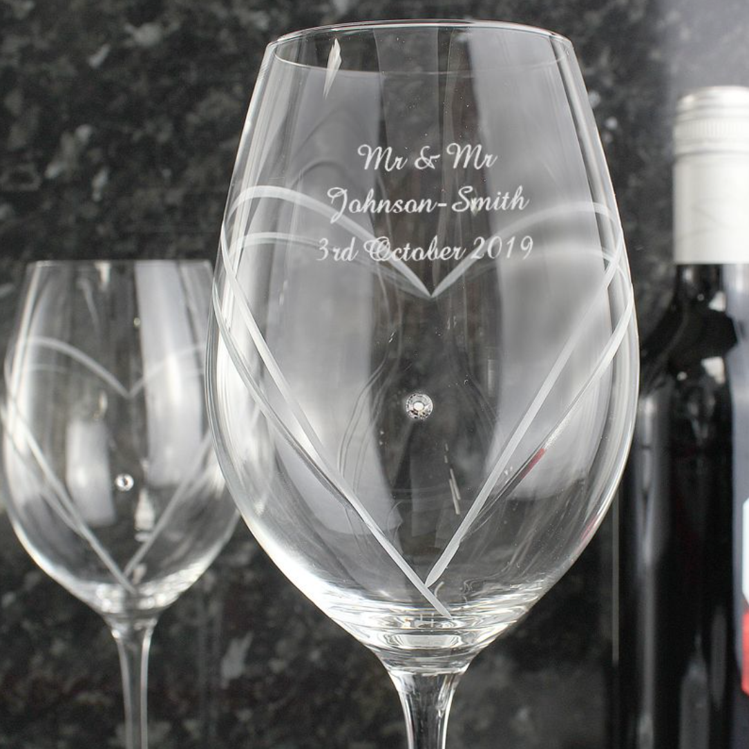 Mr &amp; Mr - Gay Couple Personalised Pair of Wine Glasses | Gift