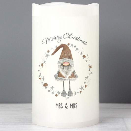 Mrs & Mrs - Lesbian Gay Couple Christmas Gnome LED Candle | Gift