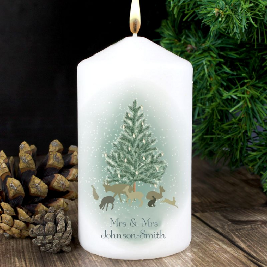 Mrs & Mrs - Lesbian Gay Couple Personalised Christmas A Winter's Night Pillar Candle | Gift